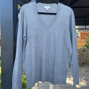 Ann Taylor LOFT Heather Gray V-Neck XL Sweater
